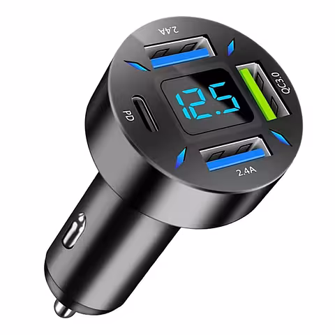 Auto punjač s digitalnim voltmetrom, USB Type-C PD i Quick Charge 3.0 – brzo punjenje u upaljaču 12-24V