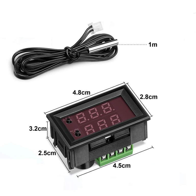 Dimenzije digitalnog termostata 48x28x32 mm