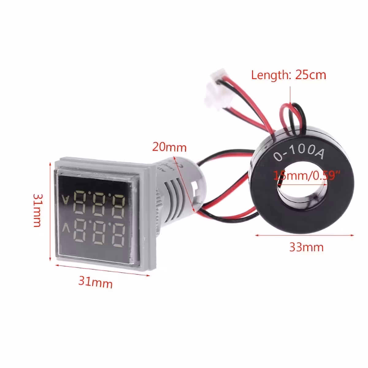 Slika s točnim dimenzijama brojača za panel