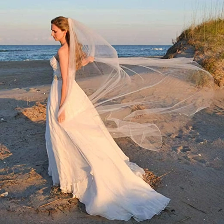 Vjenčani tila veo, duljina 2 metra, minimalistički stil