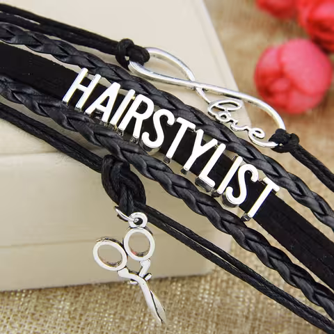 Narukvica Hairstylist od crne kože – profesionalni pribor za frizere, stiliste i barbere
