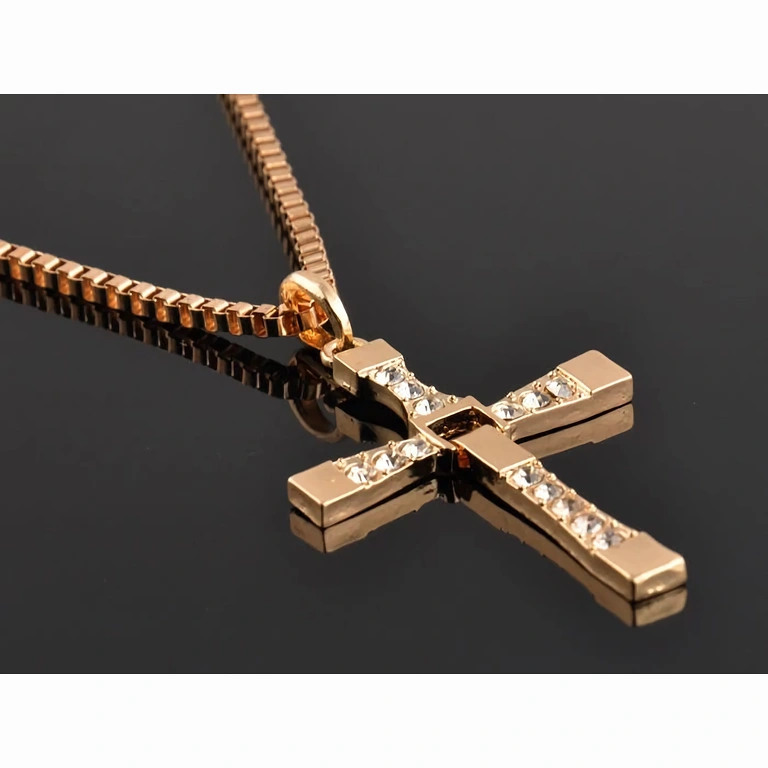 Zlatni privjesak križ sa Swarovski kristalima