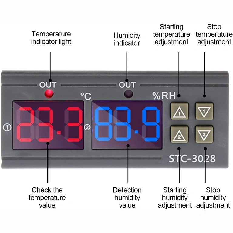 Tipke za podešavanje temperature i vlage