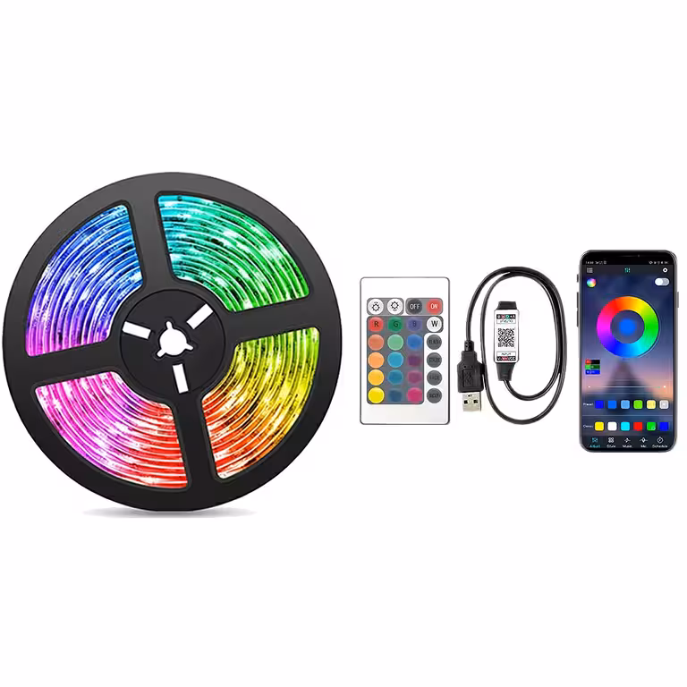 LED RGB traka 10m s USB-om, Bluetoothom, daljinskim upravljačem i svjetlosnim efektima uz glazbu za TV i dekoraciju