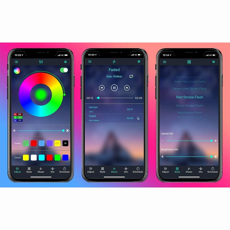 LED trak za TV s ambijentalnom rasvjetom, podešavanje intenziteta i boja