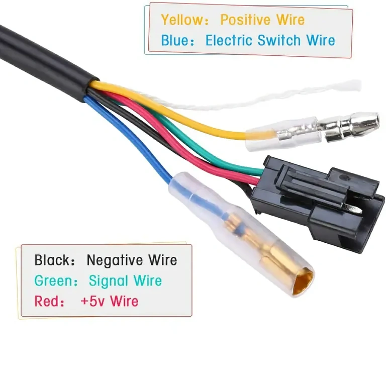 Shema žica za pravilnu instalaciju ručke gasa s prikazom napona