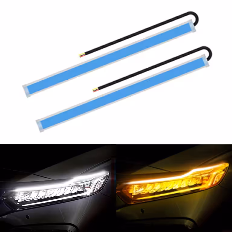Dnevna LED DRL svjetla traka sa sekvencijalnim dinamičkim pokazivačem LED FLOW auto – Set 2 fleksibilne trake 60cm, otporne IP65