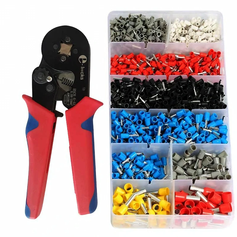 Kliješta s automatskim podešavanjem i mehanizmom s klikom za krimpanje ferula