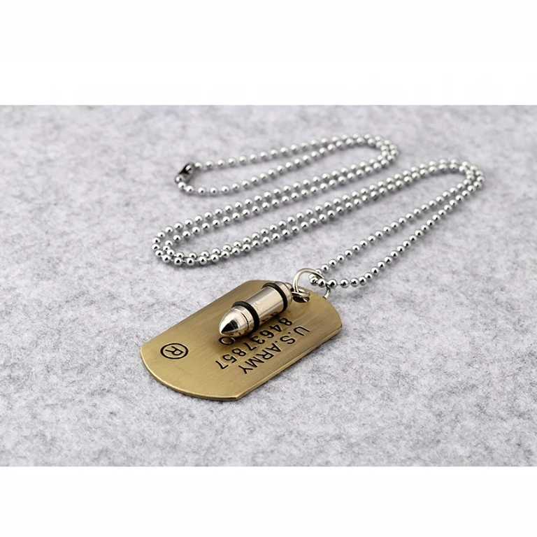 Lanac s metkom od metala, vojni izgled, muški dizajn