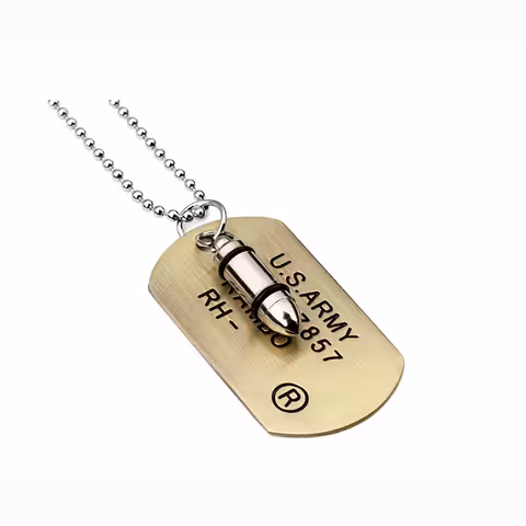Lančić vojni Dog Tag s metkom od nehrđajućeg čelika – army ogrlica za muškarce 70cm