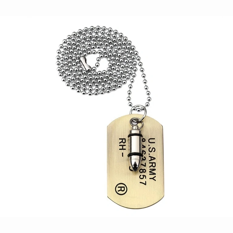 Dugi lanac 70 cm s privjeskom metka i metalnom dog tag pločicom