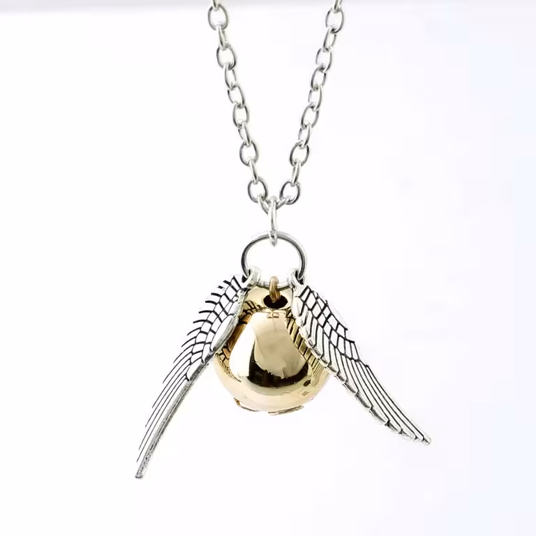 Lančić privjesak Harry Potter Golden Snitch Quidditch s anđeoskim krilom – poklon za ljubitelje magije