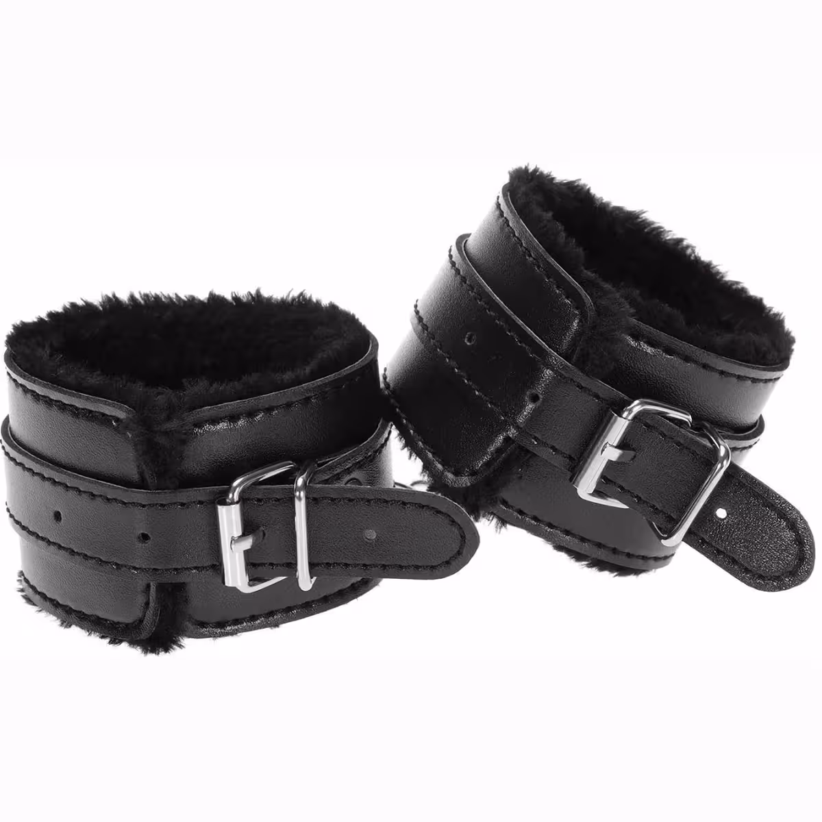 Elegantne crne lisice od eko kože, idealne za roleplay i dominaciju u paru