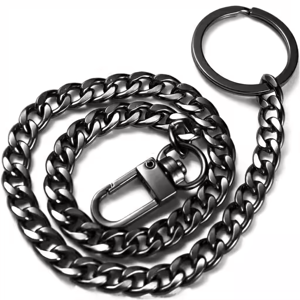 Lanac za hlače unisex – Crni metalni dodatak za traperice, djecu i odrasle