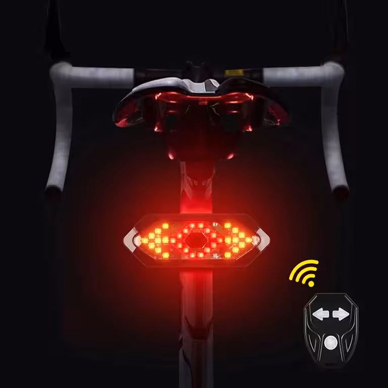 Bežična biciklistička signalna lampa – LED svjetla s pokazivačem lijevo/desno i daljinskim na volanu