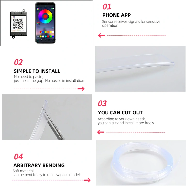 Fleksibilna RGB neon žica za auto Fleksibilni RGB neon kabel za auto dekor