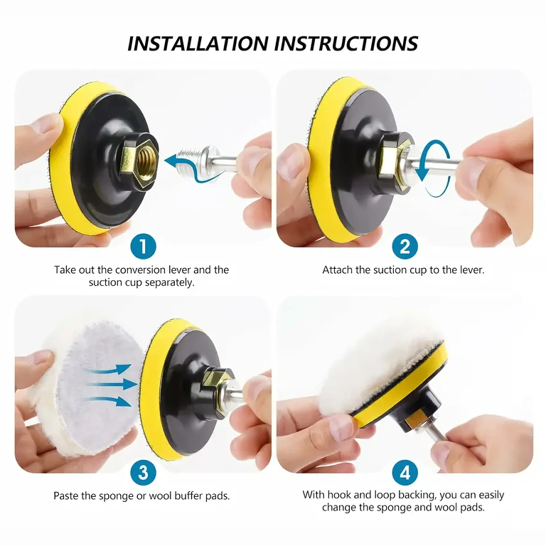 Slika pravilne instalacije spužvi na bušilicu pomoću adaptera