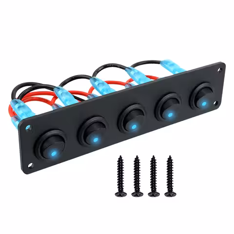 Panel s 5 auto prekidača ON/OFF s plavim LED 12V/24V