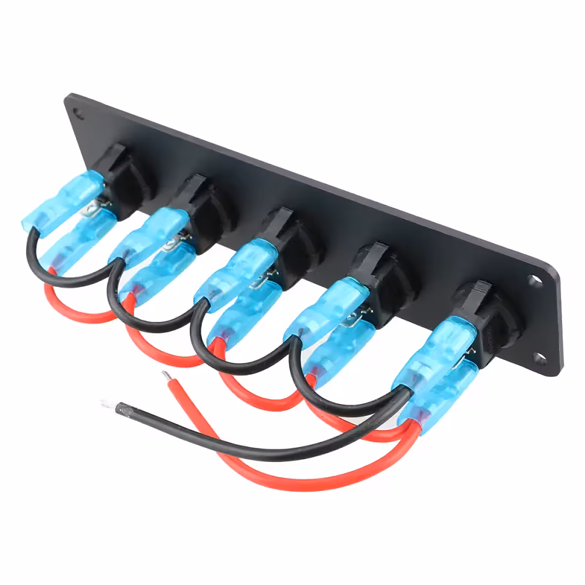 Stražnja strana panela s 5 tipki, prikazane veze i ožičenje