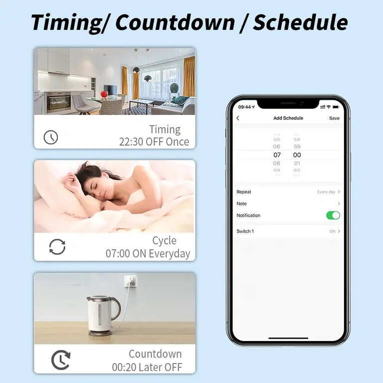 Dnevno i tjedno programiranje Pametna utičnica s programiranjem za automatsku kontrolu