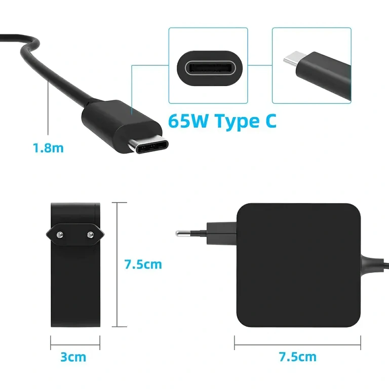 USB-C punjač kompatibilan s Dell, Lenovo USB-C punjač za laptop Dell, Lenovo, Asus, HP