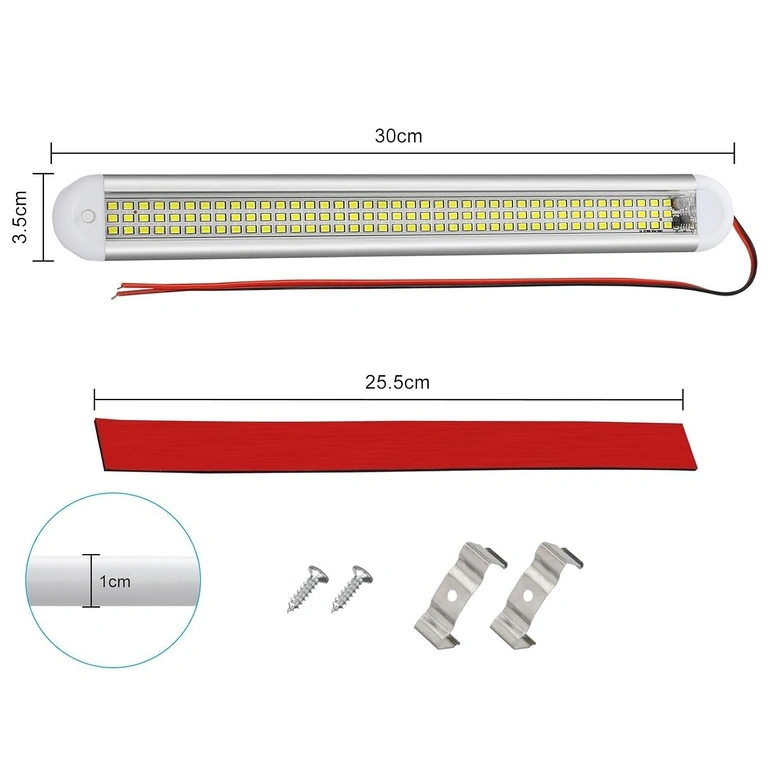Dimenzije LED automobilske lampe – 300x35x10 mm Slika s detaljnim dimenzijama LED lampe za automobil: duljina, širina i debljina