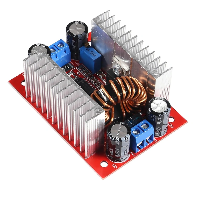 Step-up Boost DC 400W modul – gornji prikaz s ulaznim naponom (DC 8.5V-50V) Pogled odozgo na DC Step-up Boost 400W modul, s informacijama o ulaznom naponu (DC 8.5V–50V)