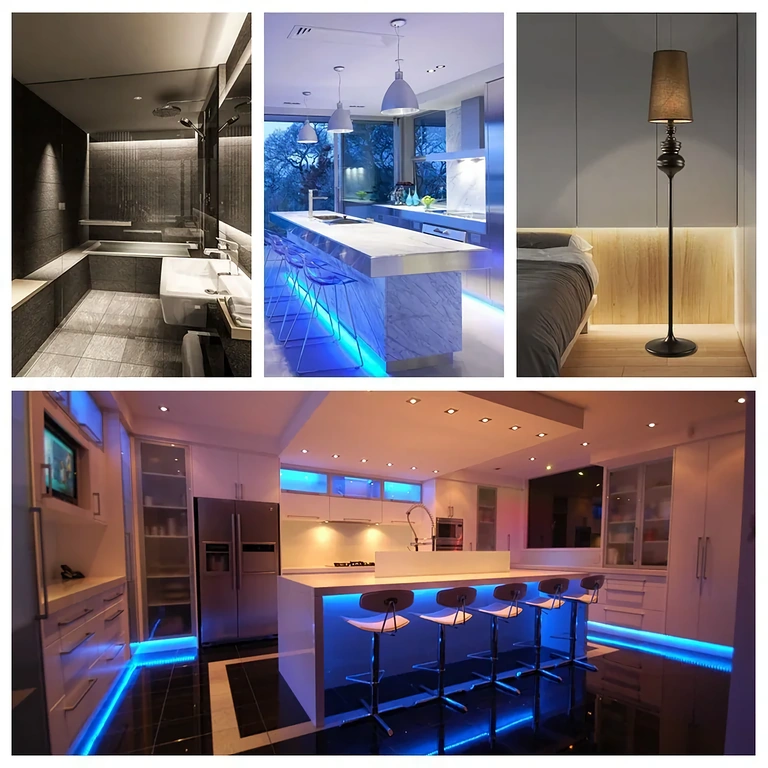 Slika monokromatske LED trake 5V 12V 24V upaljene i kontrolirane dimmerom 30A