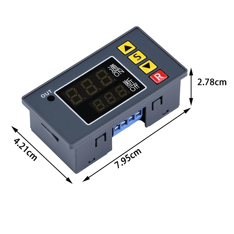 Skica dimenzija modula timer-a 79,5×42,1×27,8 mm