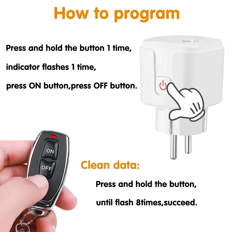 Utičnica s RF433 daljinskim upravljačem, jednostavna instalacija, plug & play