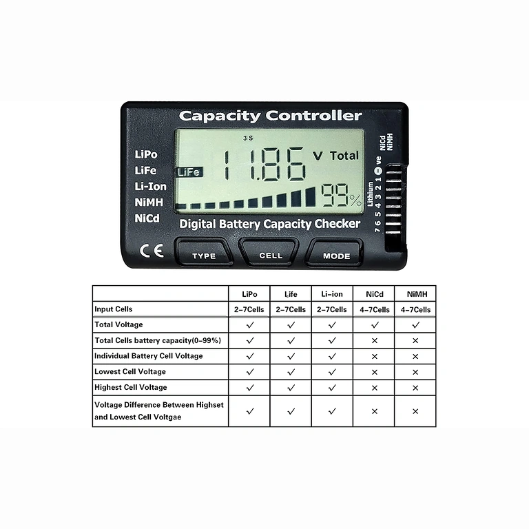 Digitalni tester 2-7S Li-Ion, LiPo, LiFe s visokom preciznošću