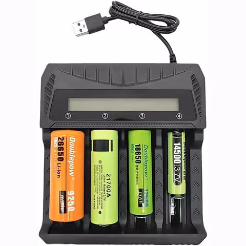 Universalni punjač za baterije 18650 – punjač Li-ion AA AAA 3.7V, 4 utora, LCD zaslon i USB-C napajanje