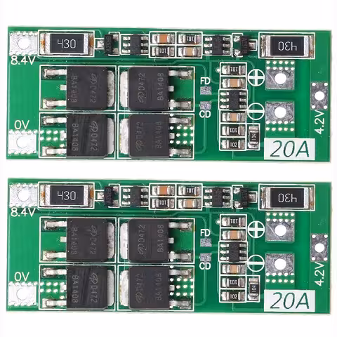 Set od 2 kom – BMS modul 2S 20A 7.4V s balansiranjem – shema uključena