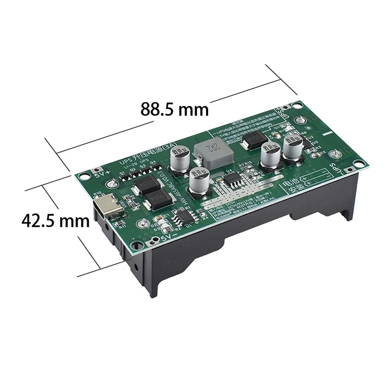Kompaktne dimenzije Mini UPS modula 88×41×22 mm, lako za integraciju