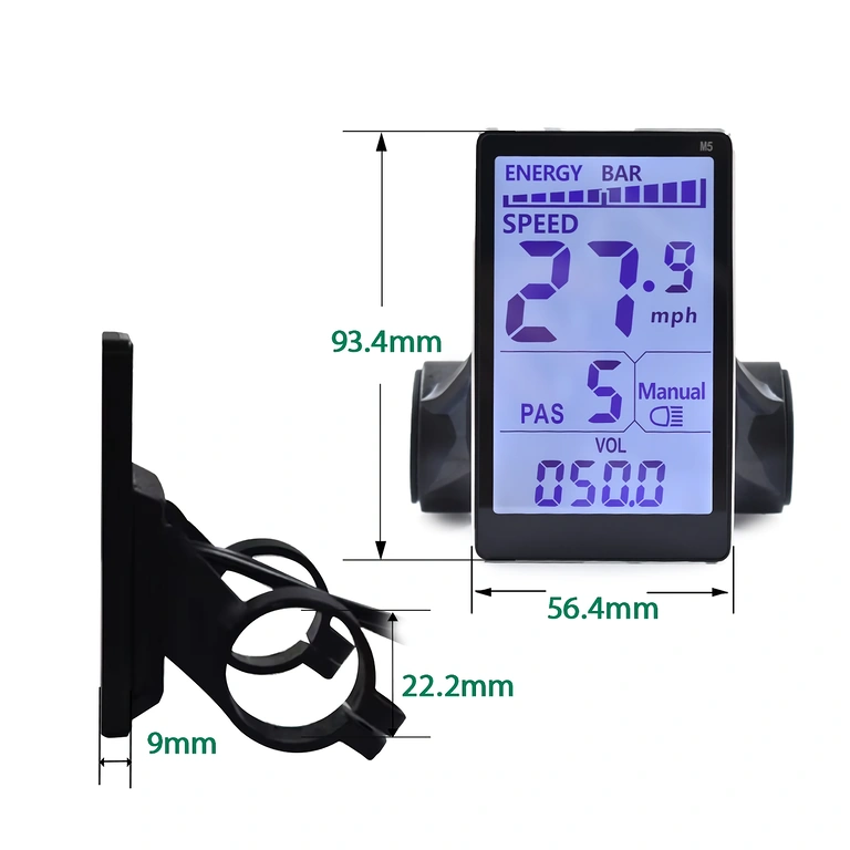 Kompaktne dimenzije 110x55x30 mm kontrolera M5 za električni bicikl